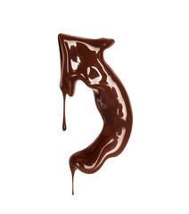 Poster - Drops are dripping from chocolate arrow isolated on white background