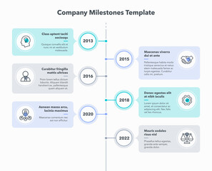 Wall Mural - Company milestones template with six steps. Easy to use for your website or presentation.
