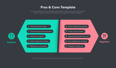 Poster - Simple pros and cons template with place for your content - dark version. Easy to use for your website or presentation.