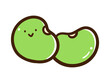 かわいい緑の豆のキャラクターの手書き風イラスト