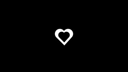 Wall Mural - White picture of heart on a black background. Valentine's Day. Distortion liquid style transition icon for your project. 4K video animation for motion graphics and compositing.