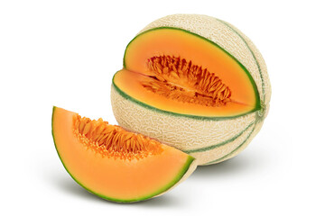 Wall Mural - Cantaloupe melon isolated on white background with clipping path and full depth of field,