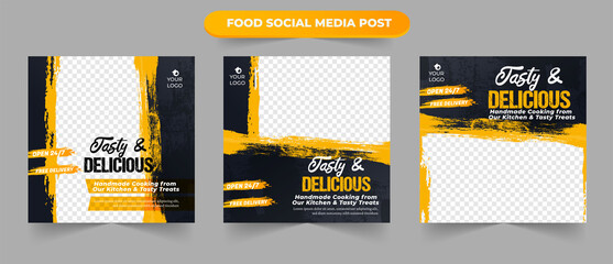 Wall Mural - set of cooking special tasty delicious restaurant promotion food menu for social media post square f