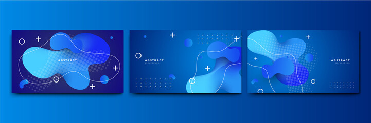 Wall Mural - abstract colorful blue shapes presentation background. gradient dynamic lines background. modern mos