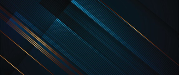 Aufkleber - Vector graphic design, abstract modern technology, futuristic concept. Illustration art, geometric shape, light gold color, line pattern with blue and black colours background for banner, template