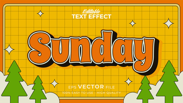 Editable text style effect - summer retro old school cartoon text in groovy style theme