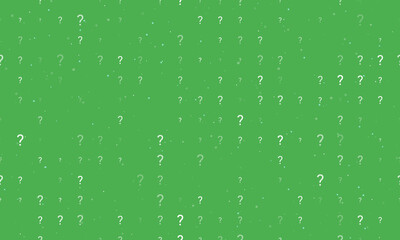 Wall Mural - Seamless background pattern of evenly spaced white question symbols of different sizes and opacity. Vector illustration on green background with stars