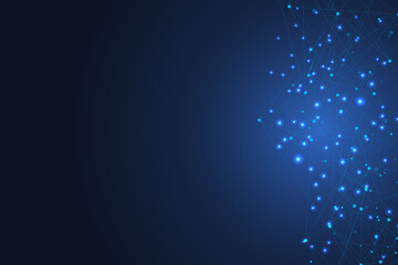 Leinwandbilder - Geometric connected background lines and dots. Simple technology abstract graphic background design, illustration.