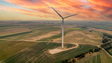 energia odnawialna, elektrownia wiatrowa, wiatrak na polu w okolicach Raciborza na Śląsku w Polsce