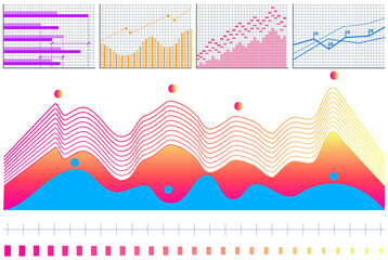 Poster - Intelligent technology hud interactive panel. Data screen with charts, diagrams. Futuristic ui infographics on white background. Diagram lines color chart, graph presentation. Annual financial report