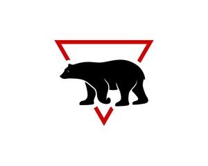 Sticker - Red triangle shape with walking bear inside