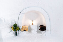 Interior Of Igloo With Dining Area In Alcove