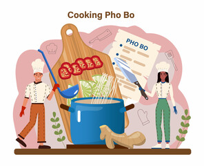 Wall Mural - Pho bo. Vietnamese soup in a bowl. Traditional spicy meal with noodles