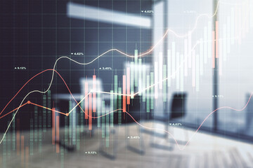 Aufkleber - Multi exposure of abstract creative financial graph and modern desktop with computer on background, forex and investment concept
