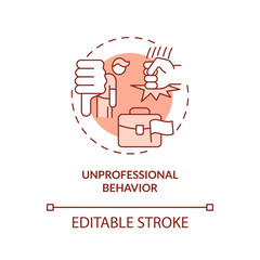 Canvas Print - Unprofessional behavior terracotta concept icon. Warning in recruitment interview abstract idea thin line illustration. Isolated outline drawing. Editable stroke. Arial, Myriad Pro-Bold fonts used