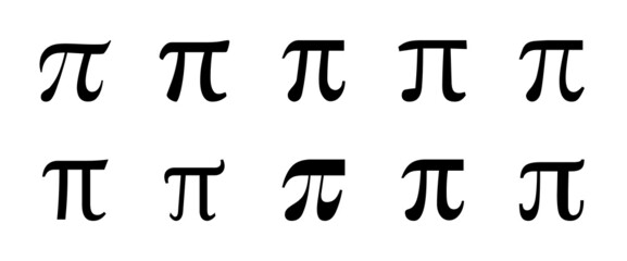 Pi symbol icon set. Set of pi symbols vector