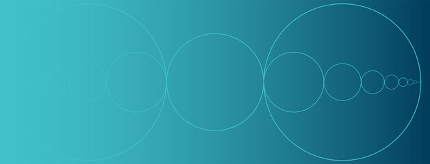 Wall Mural - Circle header teal. Background for banner, website, header or other design with golden ratio circles on a teal gradient background. Background  with room for your text. 