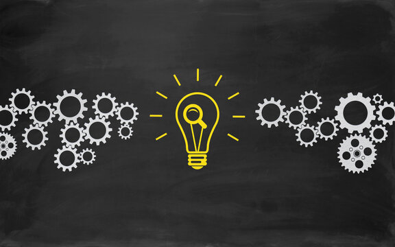 Search Bulb Concept Drawing with Chalk on Blackboard