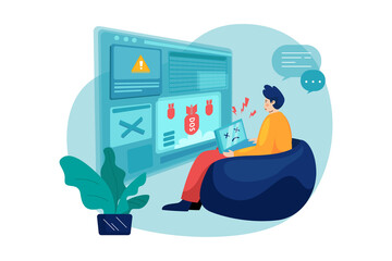 Internet Denial Of Service Attack illustration concept
