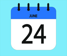 June 24th Blue Calendar Icon For Days Of The Month