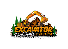 Bulldozer And Excavator Logo Design