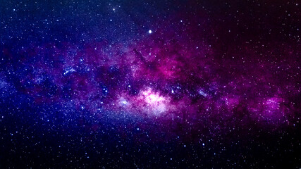 Wall Mural - astrophotography of visible milky way galaxy. stars, space, nebula and stardust at a starry night sk