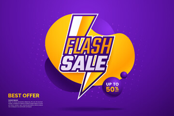 Aufkleber - Flash sale web banner template. Abstract background in 3d style with bubble shape and place for text. Discount offer design. Promotion poster. Vector illustration