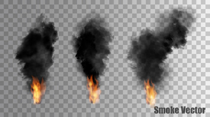 Wall Mural - Flames with smoke vector icons. Vector.