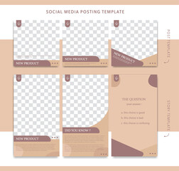 Canvas Print - Instagram post and story social media template for product promotion in nature brown aesthetic classic style