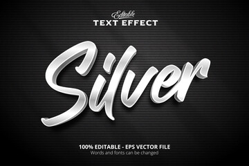 Wall Mural - Editable text effect, Black background, Silver text