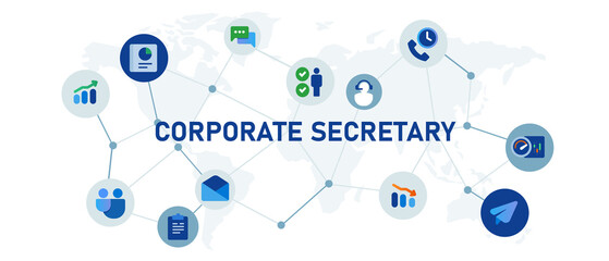 Poster - corporate secretary investor relations illustration concept web header icon set