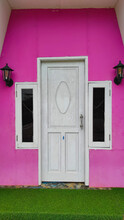 Background Photo Of A Pink Building In The Tourist Area Of Cicalengka