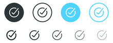 Check Box Icon With Correct, Accept Checkmark Icons Green Tick Box, Check List Circle Frame - Checkbox Symbol Sign