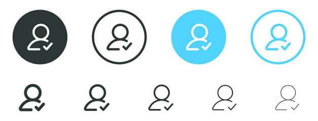 Fototapete - check user icon vector accept person profile avatar with checkmark yes tick symbol, checked user profile account approved icon