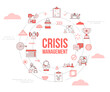 crisis management concept with icon set template banner and circle round shape