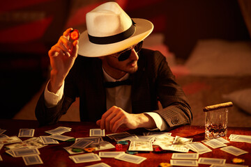 Wall Mural - man playing poker