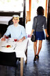 © M S/peopleimages.com - Maybe I shouldnt have said that....- Bad date. A woman walking away from an unhappy man with spaghetti on his head.