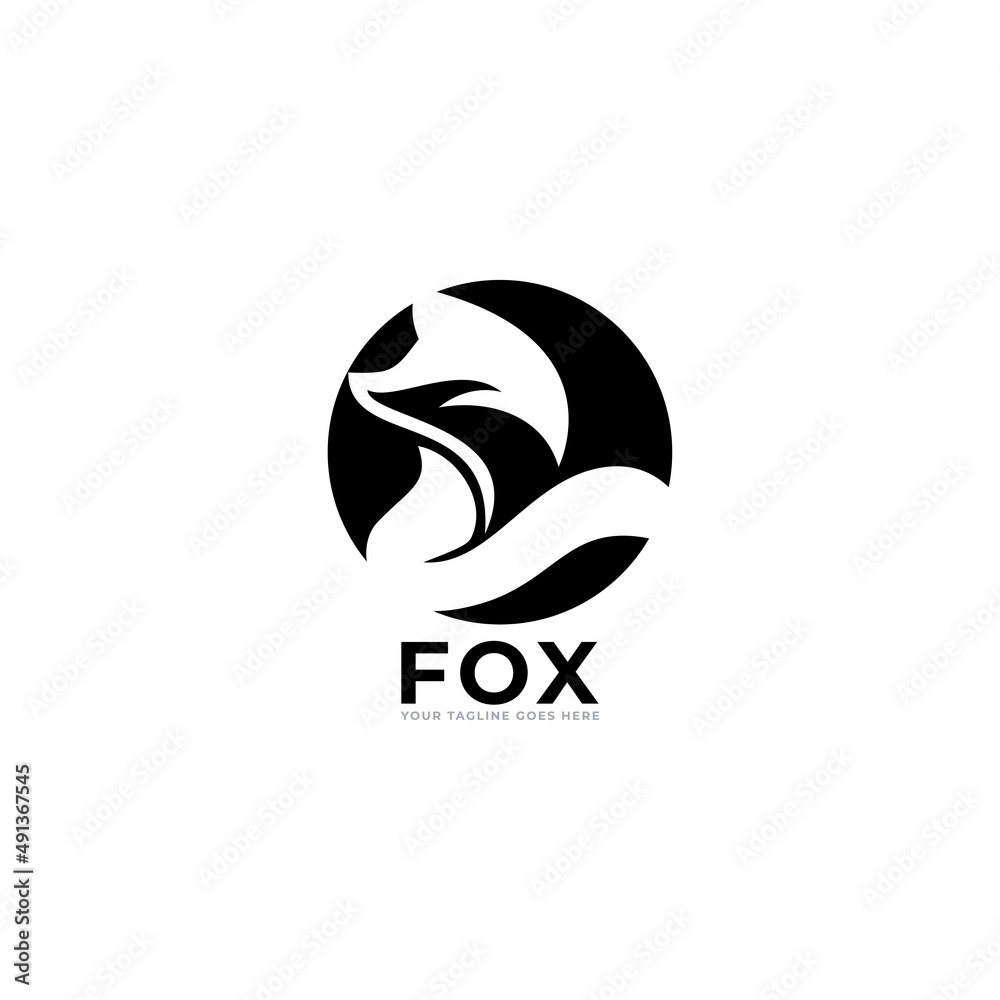 fox art back view logo vector template. Stock Vector | Adobe Stock