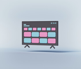 Poster - 3d rendering. minimal smart TV interface isolated. Video streaming service apps icons.