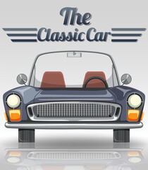 Sticker - Classic car typography design with classic car on white background