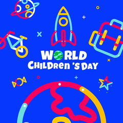 Wall Mural - world Children's Day , back to school, design template banner