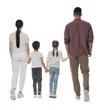© New Africa - Children with their parents on white background, back view