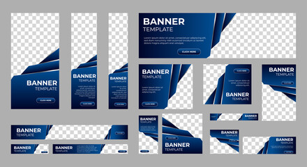 Abstract banner design web template Set, Horizontal header web banner. Modern Gradient Blue cover header background for website design, Social Media Cover ads banner, flyer, invitation card