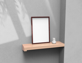 Poster - frame background using 3D rendering and geometry. Framed background mock-up for poster design or exhibition of artwork. 3d rendering illustration.