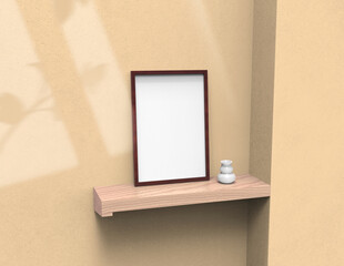 Poster - frame background using 3D rendering and geometry. Framed background mock-up for poster design or exhibition of artwork. 3d rendering illustration.