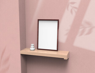 Poster - frame background using 3D rendering and geometry. Framed background mock-up for poster design or exhibition of artwork. 3d rendering illustration.