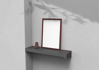 Poster - frame background using 3D rendering and geometry. Framed background mock-up for poster design or exhibition of artwork. 3d rendering illustration.