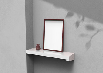 Poster - frame background using 3D rendering and geometry. Framed background mock-up for poster design or exhibition of artwork. 3d rendering illustration.