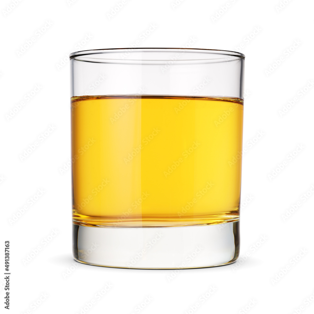 Glass of apple juice isolated on white.