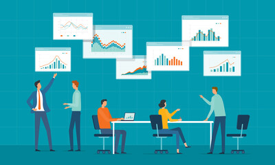 Aufkleber - Business team meeting working analytics and monitoring financial report graph for planning concept
